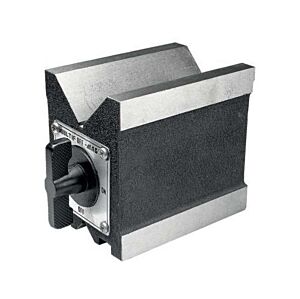 RUPAC 2007025 Prisma magnetico singolo MicroMet con doppio  “V” capacità di serraggio Ø50 e Ø20mm, acciaio e rame, superfici rettificate 75×100×115 mm