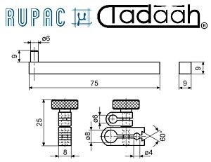 2341311 Rupac attacco per comparatore/tastatore completo di supporto, sezione 9x9x75 mm