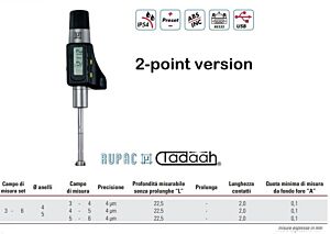 Set of digital 2-point internal micrometer Digitronic Series, measurements range 3-6 mm
