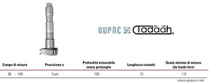 2503319 Micrometro millesimale RUPAC a 3 punte per interni Serie MicroMet PLUS, campo di misura 90-100mm