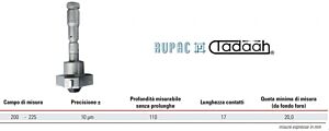 2503324 RUPAC Micrometro millesimale a 3 punte per interni Serie MicroMet PLUS, campo di misura 200-225mm