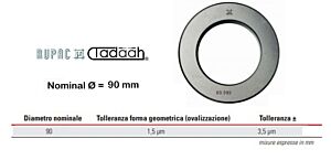 RUPAC 2503379 Anello di riscontro per micrometri a 3 punte Serie MicroMet, in esecuzione lappata fine-Ø90