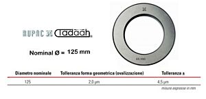 RUPAC 2503380 Anello di riscontro per micrometri a 3 punte Serie MicroMet, in esecuzione lappata fine-Ø125