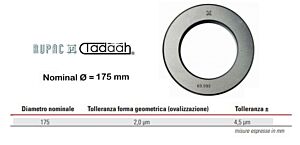 RUPAC 2503381 Anello di riscontro per micrometri a 3 punte Serie MicroMet, in esecuzione lappata fine-Ø175