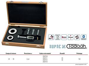 2507394 RUPAC Set di micrometri per interni a 3 punte digitali Serie Digitronic PLUS con grado di protezione IP67, campo di misura 20-40mm