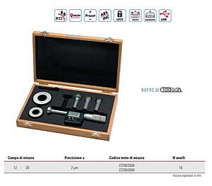 2509393 RUPAC Set di micrometri per interni a 3 punte digitali Serie Mahr, con uscita dati Marconnect campo di misura 12-20mm