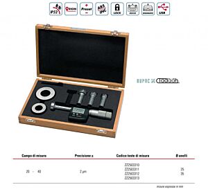 2509394 RUPAC Set di micrometri per interni a 3 punte digitali Serie Mahr, con uscita dati Marconnect campo di misura 20-40mm