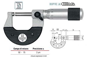 Micrometri per esterni Serie MicroMet PLUS, millesimali con nonio - 50-75 - 0.001