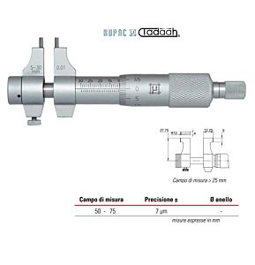 2970075 RUPAC Micrometro per interni con becchi Serie MicroMet campo di misura 50-75mm