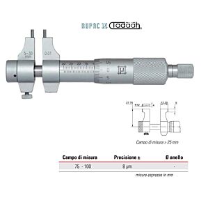 2970100  RUPAC Micrometro per interni con becchi Serie MicroMet campo di misura 75-100mm