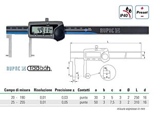 Digital gauge in special execution Digitronic series, for internal grooves with cylindrical contacts