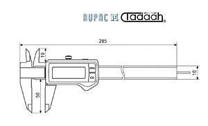 4103404 RUPAC Calibro digitale Serie Mahr, con trasmissione dati wireless, campo di misura 0-200mm, asta di profondità 3.8x1.3, IP67