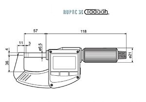 RUPAC 4157012 Micrometro digitale millesimale per esterni Mahr senza uscita dati, IP65 - Campo di misura 25-50mm