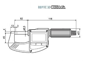 RUPAC 4157013 Micrometro digitale millesimale per esterni Mahr senza uscita dati, IP65 - Campo di misura 50-75mm