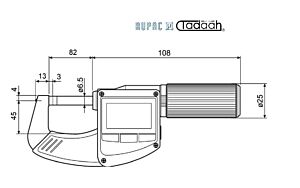 RUPAC 4157122 Micrometro digitale per esterni Mahr millesimale con avanzamento rapido e stelo non rotante - Campo di misura 50-75mm