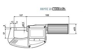 RUPAC 4157123 Micrometro digitale per esterni Mahr millesimale con avanzamento rapido e stelo non rotante - Campo di misura 75-100mm