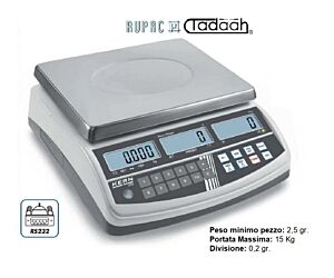 RUPAC 4711502 Bilancia contapezzi professionale KERN CPB 15K0.2N max. divisione 0.2g, peso minimo pezzo 2.5g, portata max. 15Kg