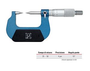RUPAC 2756050 Micrometro con punte coniche, angolo 15°, Serie MicroMet  - Campo di misura 25-50mm