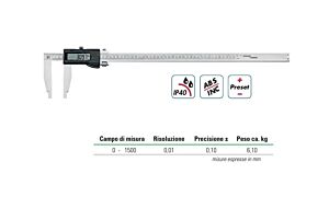 RUPAC 2995015 Calibro centesimale digitale in acciaio INOX temprato da officina Serie Digitronic, campo di misura 0-1500mm, grado di protezione IP40