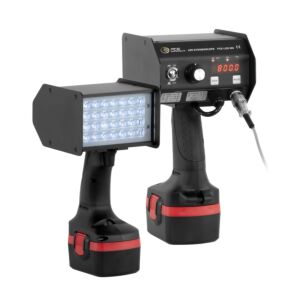 PCE Intruments PCE-LES 500 Stroboscopio professionale con Ingresso trigger, 28 LED ad alta potenza, sfasamento 0-359°, 2439 Lux @50.000 FPM e struttura in metallo