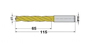 Punta a elica in metallo duro ad alte prestazioni, a due taglienti con fori di lubrificazione, gambo cilindrico 3xØ, rivestita in T2C Plus