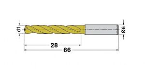punta a elica in metallo duro ad alte prestazioni, a due taglienti con fori di lubrificazione, gambo cilindrico 3xØ, rivestita in AlTiSiN