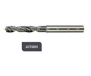 THP2.920ST-0400 Punta a elica in metallo duro Ø4.0 ad alte prestazioni, a due taglienti con fori di lubrificazione, gambo cilindrico, profondità di foratura pari a 5xØ, rivestita in AlTiSiN.