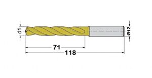 THP2.950ST-1000DC Punta a elica in metallo duro Ø10.0 ad alte prestazioni, a due taglienti con gambo cilindrico 5xØ, rivestita in T2C Plus
