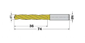 THP2.950ST-0420DC Punta a elica in metallo duro Ø4.2 ad alte prestazioni, a due taglienti con gambo cilindrico 5xØ, rivestita in T2C Plus