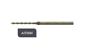 THPM-2.920-0130 Micro punta elicoidale 30° in metallo duro Ø1.3 ad alte prestazioni, a due taglienti con fori di lubrificazione, gambo cilindrico, profondità di foratura pari a 5xØ, rivestita in AlTiSiN