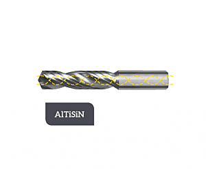 THSR-2.920-0700 Punta foro e alesa H7 elicoidale Ø7.0 con fori di lubrificazione, a due taglienti, gambo cilindrico, profondità di foratura pari a 5xØ, rivestita in AlTiSiN