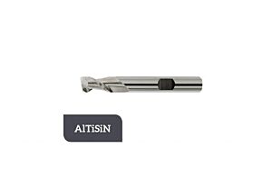 TM-3.245W-1200L Fresa elicoidale 45° in metallo duro Ø12.0 a due taglienti taglio al centro, gambo cilindrico HB DIN 6527L, rivestita AITiSiN