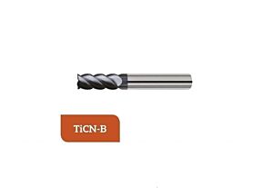 TM-3.445-2000C Fresa a elica 45° metallo duro Ø20 a 4 taglienti, taglio al centro con gambo cilindrico DIN 6527L, rivestita TiCN-B