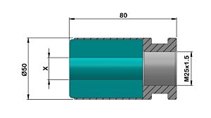 PCCHM50 Pinza TONDA o ESAGONALE diametro 50mm in plastica per Caricatore di barre Cucchi con filetto destro M25x1.5mm