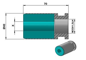 PCCHP40 Plastic bar feed collet for Cucchi Pietro Loader, left thread for PB40 - M25x1.5 LH