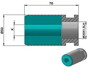 PCCHP50 Pinza Caricatore Cucchi Pietro Filetto sinistro in plastica per PB50 - M30x1.5 SX 
