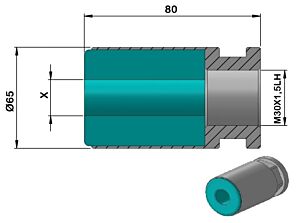 PCCHP65 Plastic bar feed collet for Cucchi Pietro Loader, left thread for PB65 - M30x1.5 LH