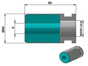 PCCHP80 Plastic bar feed collet for Cucchi Pietro Loader, left thread for PB80 - M30x1.5 LH