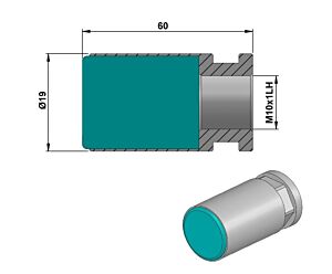 PCCHP19 Kunststoff Spannhuelse fuer Stangenlademagazine Cucchi Pietro "VOLL", Gewinde links M10x1mm , fuer PB19 