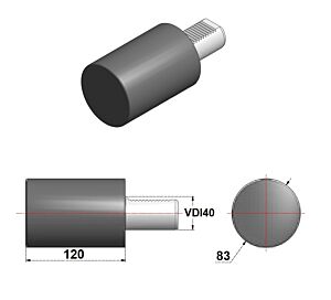VDI40.A2 Mandrino portautensile lavorabile rotondo, forma A, gambo VDI40