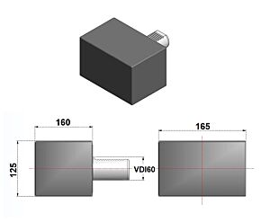 VDI60.A1 Mandrino portautensile lavorabile rettangolare, forma A, gambo VDI60
