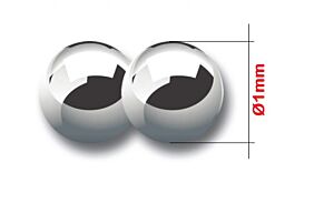 006.651 Coppia di sfere calibrate, precisione 0,0025mm, durezza ca. 60 ± 2 HRC, Ø1mm