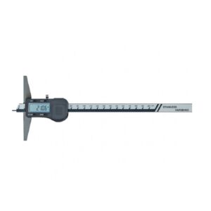 C001.931 Calibro digitale di profondità con punta di diametro 1,5mm e lunghezza 6mm, in acciaio inox temprato con risoluzione 0.01mm, ponte 100mm e campo di misura a scelta