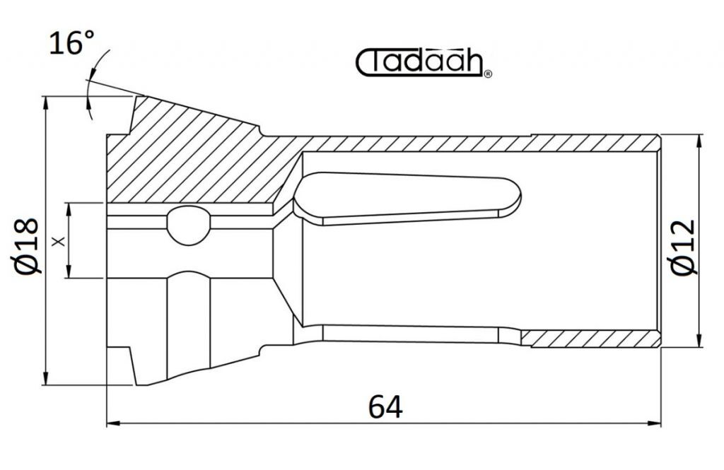 010.027 Pinza Stringibarra TONDA  a compressione per tornio monomandrino DIN 6343, Dia.12mm Lung.64mm