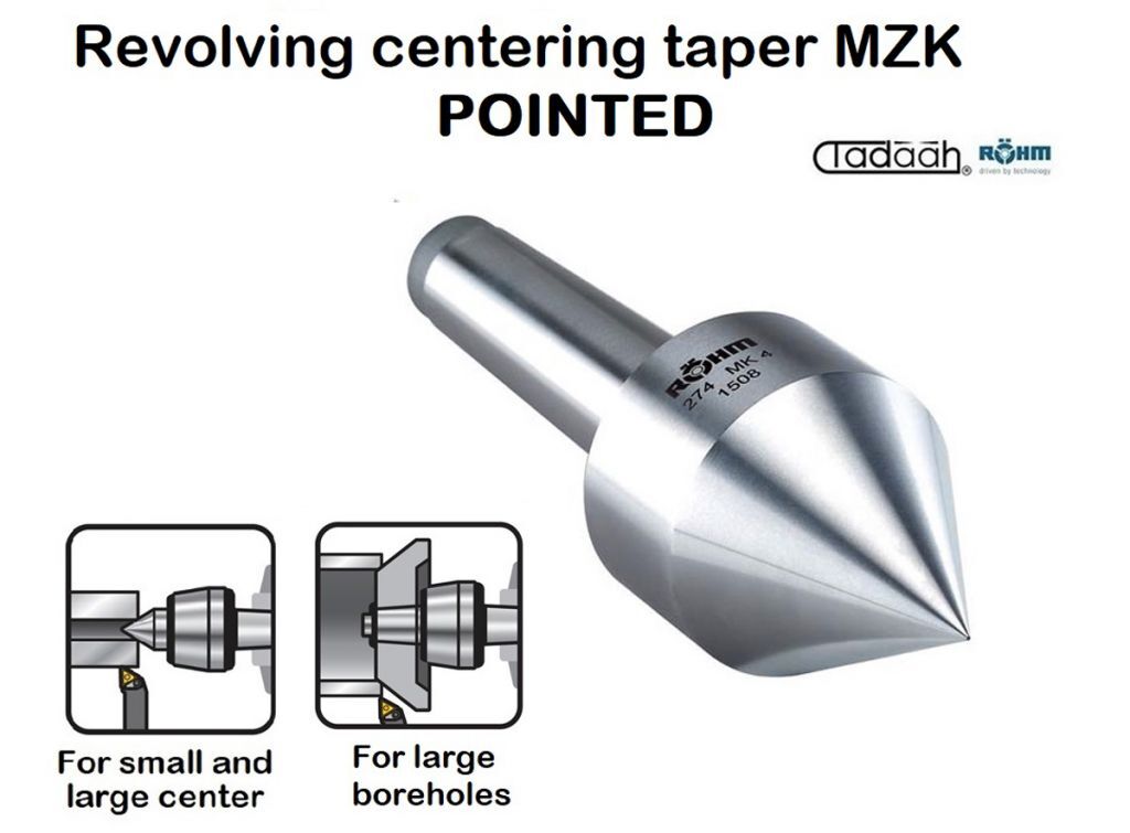 Contropunta rotante Röhm MZK, gambo cono morse, con punta per la lavorazione di pezzi con centro e tubi - cuspide 60°