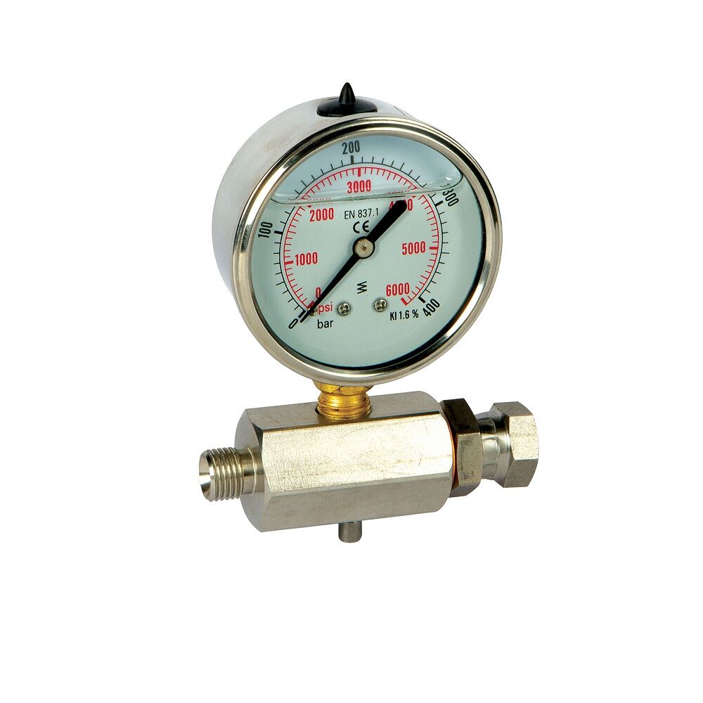 0111304I ASTURO Anschluss mit Manometer MF 1/4" aus Edelstahl für Pumpen und Spritzsysteme