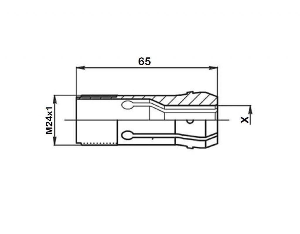 013.924 Inserto RS24 cambio rapido TONDO per corpo pinza avanzamento 9288E, Gildemeister DMG-Mori  AS16, AS20, GS20, GM20, GM20AC, Var.25mm