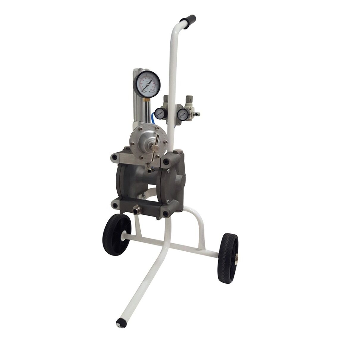 ASTURO 0212403ASP Pompa pneumatica K24 a doppia membrana in bassa pressione, carrellata con sistema di aspirazione vernici 1/2” F inox