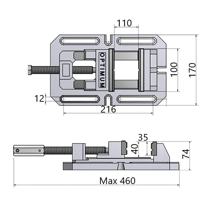 OPTIMUM 026OP0100 Morse a vite da macchina modello BSI 100, apertura 110 mm, lunghezza max 460 mm