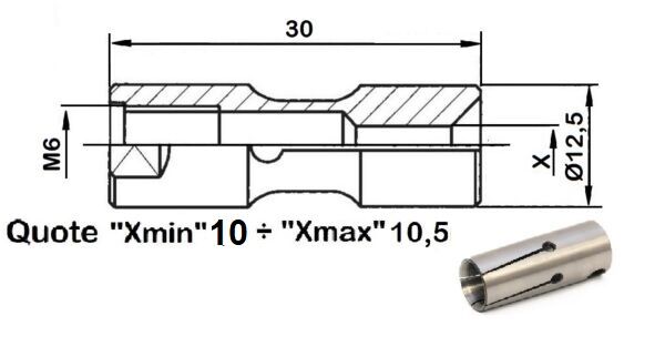 034.013 Spannhülse für LNS - TRYTON Stangenlader - Gewinde M6 - Außendurchmesser 12.5mm
